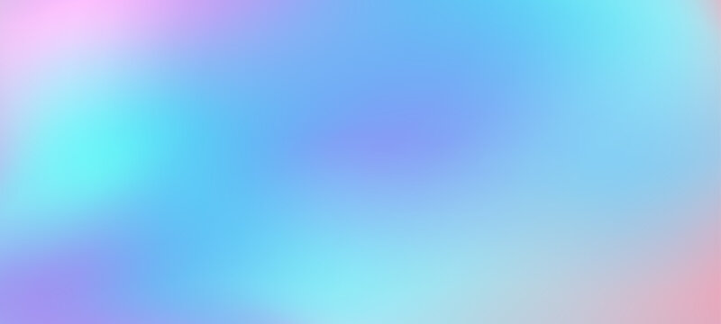 Spring iridescent blue purple gradient background with soft pastel sky gradation backdrop. Blue purple gradient bg with neon light of sky aurora glow with hologram texture of blur mesh background