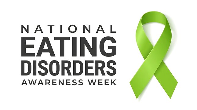 National Eating Disorders Awareness Week ribbon symbol. Green awareness loop for mental health campaign and support event.