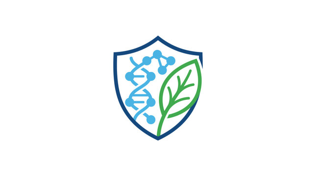 Security Shield Enclosing DNA Strand And Leaf For Agricultural Biotechnology And Genetic Safety