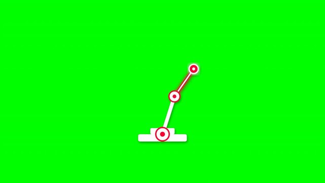 Robotic arm joint interpolation icon on green screen 4k