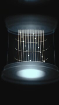 Golden Wire Bundle Inside A Cylindrical Quantum Cooling Chamber