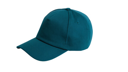Fototapeta premium Teal baseball cap with curved brim and eyelets