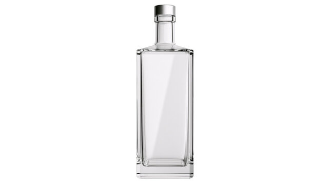 Clear glass rectangular bottle with silver cap
