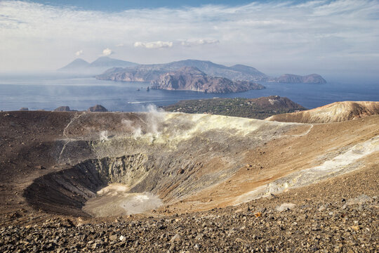 Aeolian Islands, Vulcano, Panoramic view from volcano
