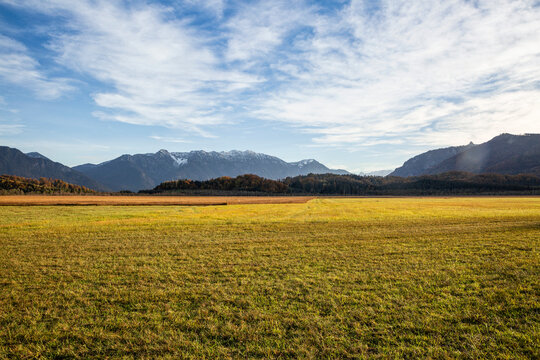 Mountains seen at Murnauer Moos, Garmisch-partenkirchen, Bavaria, Germany during sunny day