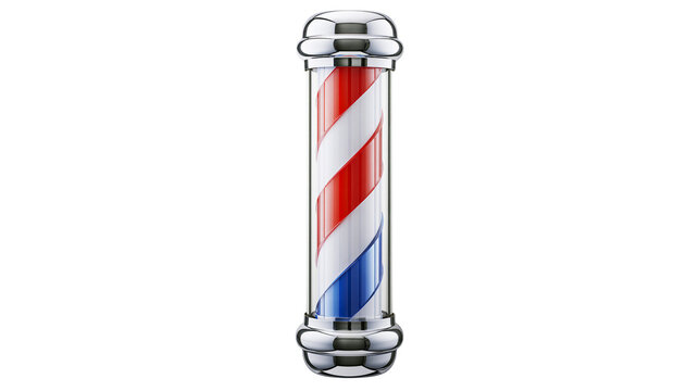 Classic Barber Pole with Red White Blue Stripes and Chrome Accents