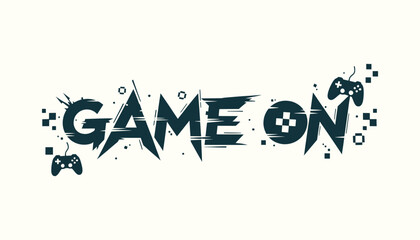 Modern Game On Graphic Design with Video Gamepad Icons and Pixelated Glitch Effects for Esports © RUMA