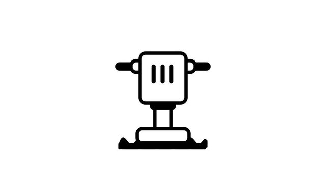 A black and white line icon of a stationary drill press machine mounted on a stand used for precise drilling in a workshop for precise hole drilling