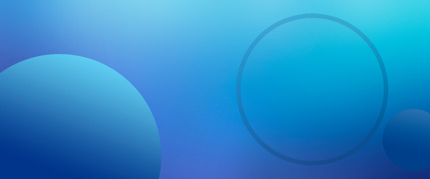 Abstract blue gradient background with 3d sphere and hoop
