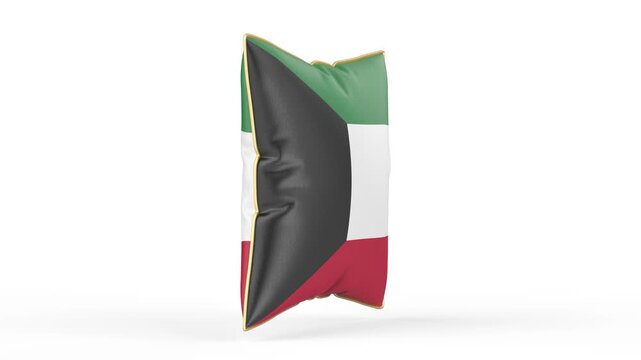 Pillow with the flag of Kuwait on white background