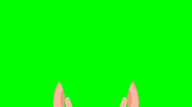 Gesture clap hand on green. Two hands giving high five, clapping palms icon. Arms slap, greeting hi gesture of friends. Partners congratulation with great deal. 2d flat animation. Alpha channel