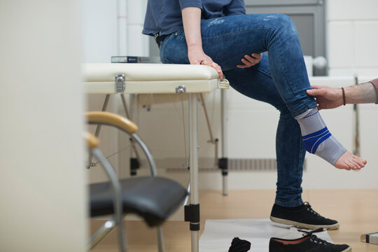 Young woman receiving orthopaedic treatment