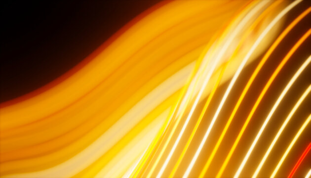 Abstract glowing orange flowing curves and stripes