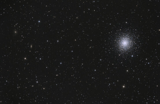 Astrophotography of Messier 92 globular cluster with galaxies