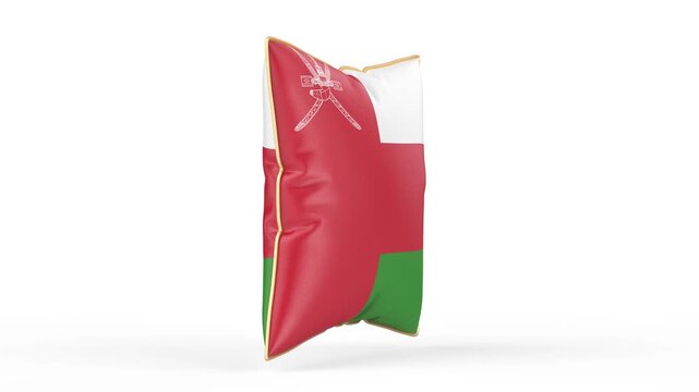 Pillow with the flag of Oman on white background