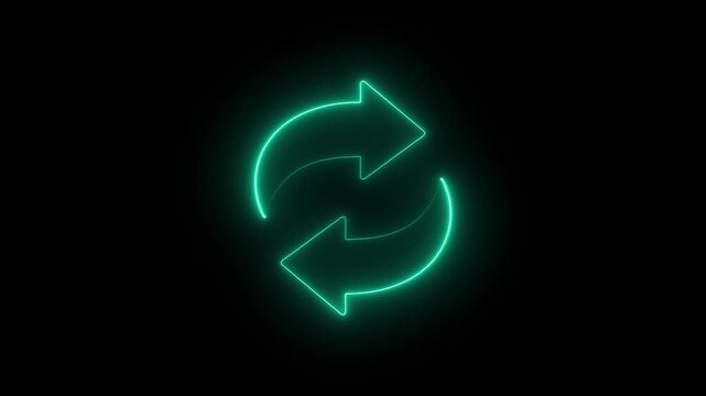 A neon blue bidirectional arrow icon often used to represent exchange, transfer, or navigation. 4k