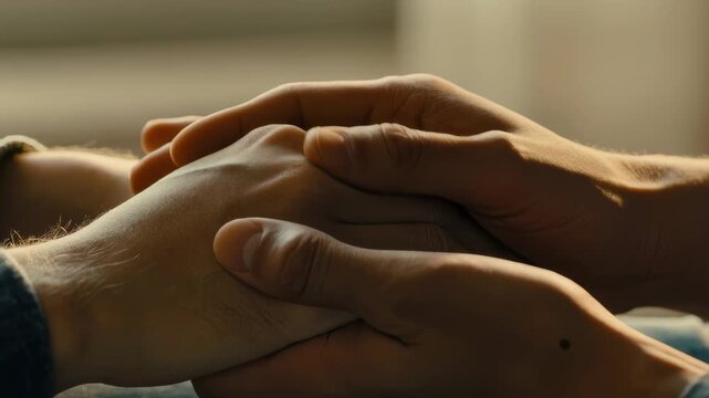 Warm Human Hands Holding Together Expressing Trust Comfort and Emotional Support
