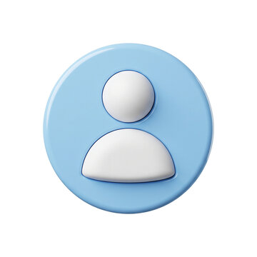 3D user profile icon round user avatar light blue circle account symbol person button isolated on white background vector