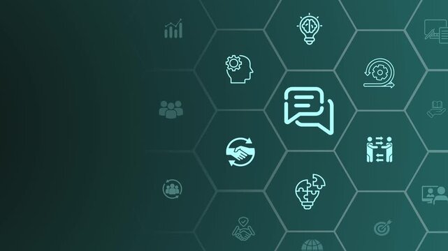 Soft skills idea. Creativity, Problem solving, persuasion, collaboration, adaptability. Animation of skills icon. 4k video. 