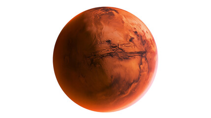 Red planet Mars with visible craters and dark canyons © Alaric
