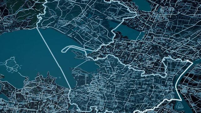Wuxi China Glowing Digital Map Animation