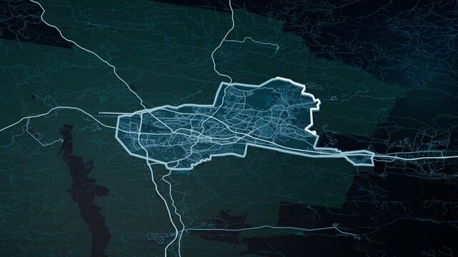 Windhoek Namibia Glowing Digital Map Animation