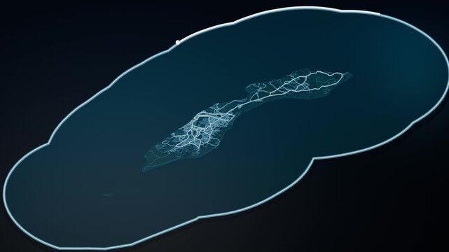 Willemstad Curacao Glowing Digital Map Animation