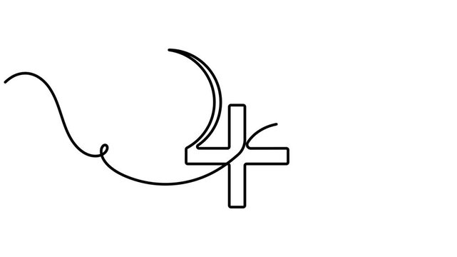 Jupiter planet symbol animation astrology good luck icon sign continuous one line drawing moving on white background minimalist single art YouTube channels and educational video clips motion graphic