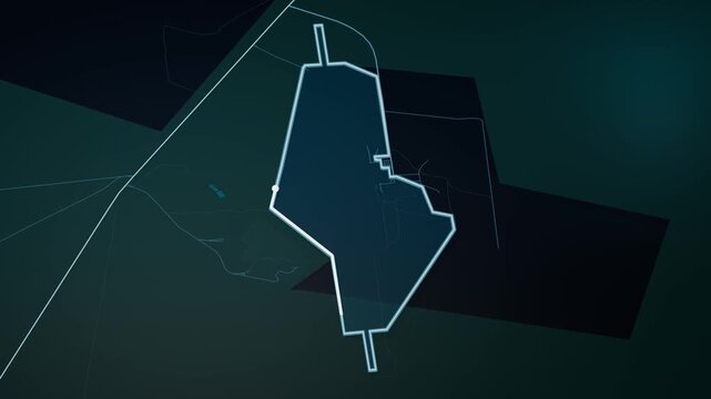 Walvis Bay International Airport Glowing Digital Map Animation