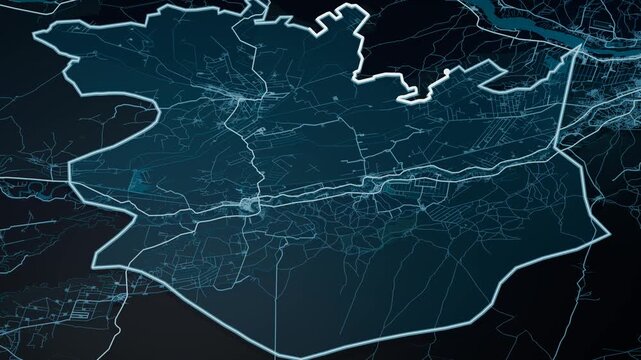 Wad Medani Sudan Glowing Digital Map Animation