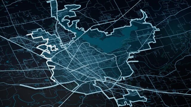 Waco United States Glowing Digital Map Animation