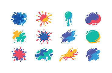 Obraz premium Collection of colorful abstract paint splatters and splashes for design elements