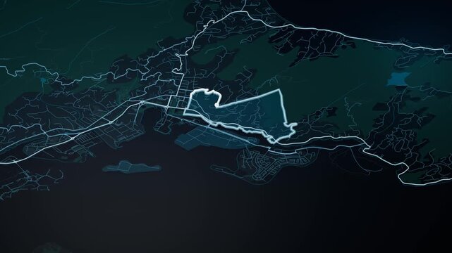 Victoria Seychelles Glowing Digital Map Animation