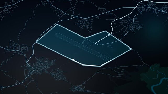 Victor Attah International Airport Glowing Digital Map Animation