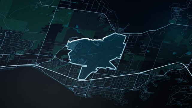 Victoria International Airport Glowing Digital Map Animation