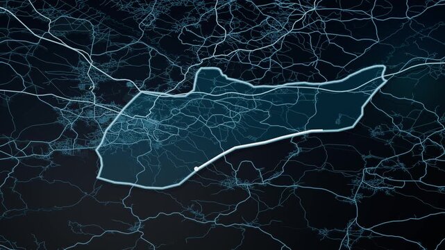 Umuahia Nigeria Glowing Digital Map Animation