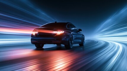 Obraz premium Night drive captures speed and motion
