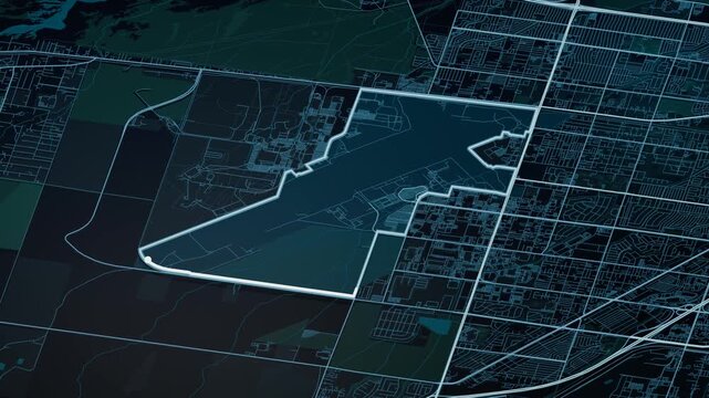 Tucson International Airport AZ Glowing Digital Map Animation