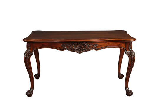 Ornate antique wooden console table with carved curved legs