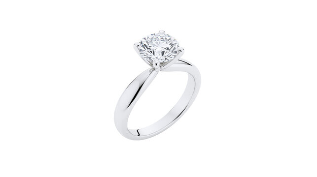 Diamond solitaire engagement ring with platinum band