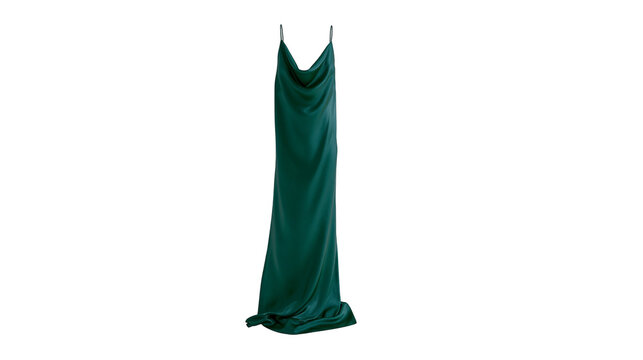 Emerald green satin cowl neck slip maxi dress