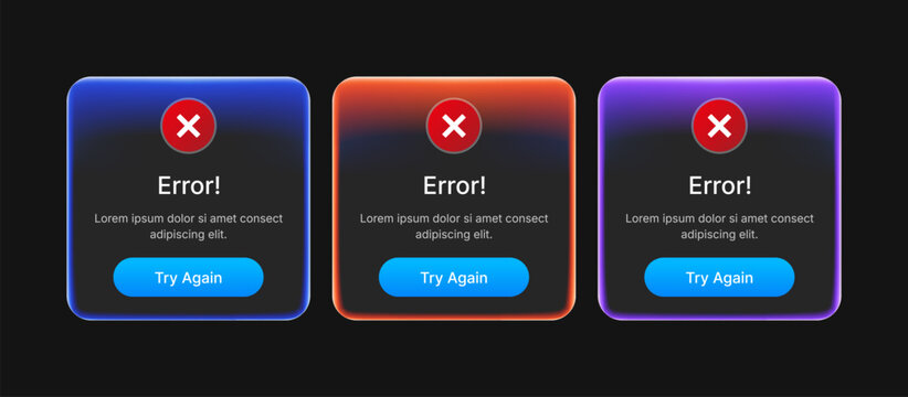 Message box with warning text with gradient liquid glass style