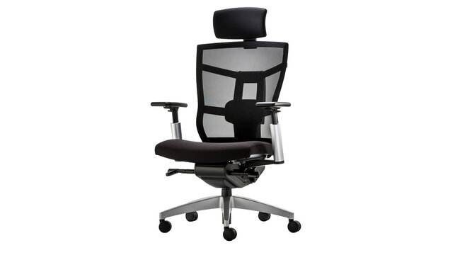 Ergonomic mesh office chair with headrest and adjustable arms