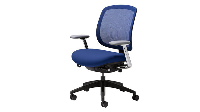 Blue mesh back ergonomic office chair with adjustable arms