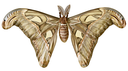 Atlas Moth wings spread, detailed view of patterns and texture © Motruc