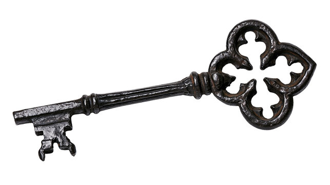 Antique ornate wrought iron skeleton key
