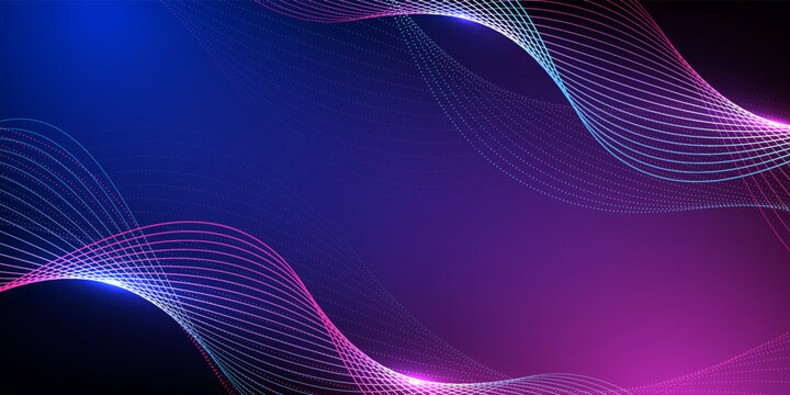 Abstract digital wave with glowing neon lines on dark background for technology music represents data connection and audio concept.