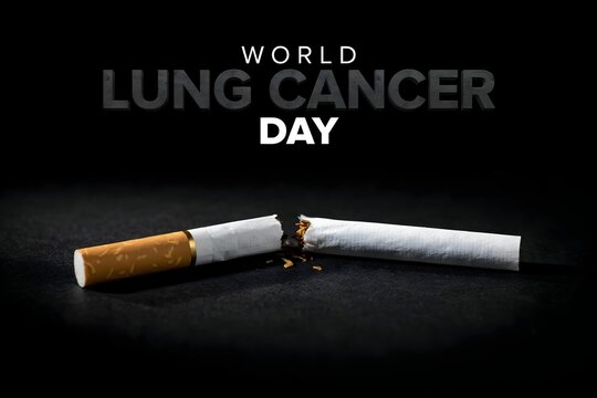 Broken cigarette on black background world lung cancer day concept with quitting