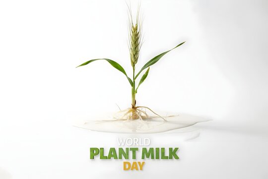 Wheat stalk with roots isolated representing world plant milk day, eco friendly