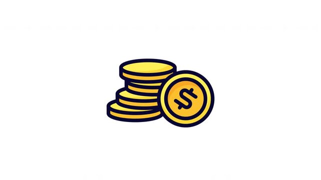 Vector illustration of golden coins stack with dollar sign symbol, financial wealth and money concept icon